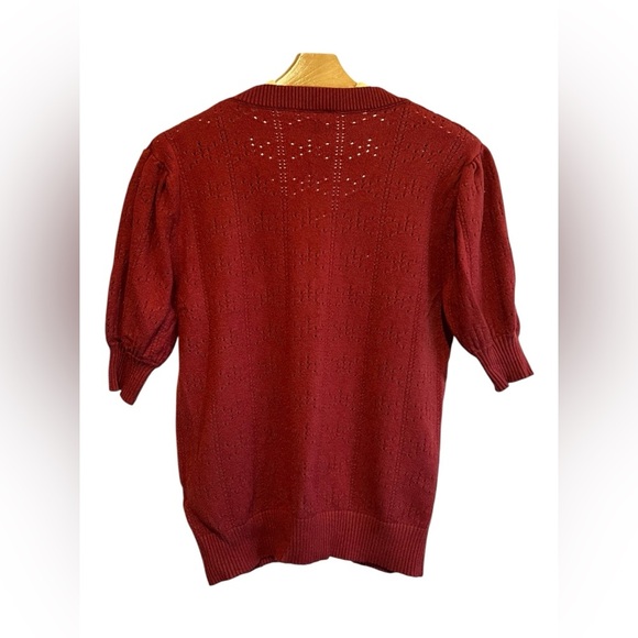 Zulily Knit Short Sleeve V-Neck Sweater – Burgundy – Size XL - Picture 2 of 3